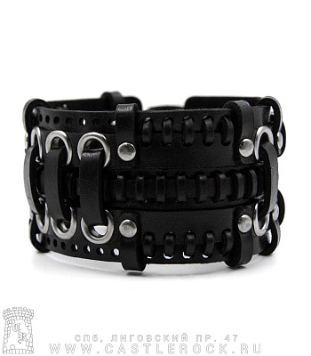 напульсник кожаный стимпанк черный (bspk-3)