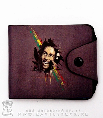 портмоне принт на кнопке bob marley
