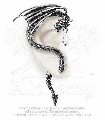 серьга кафф alchemy gothic (алхимия готик) e330 crystal dragon