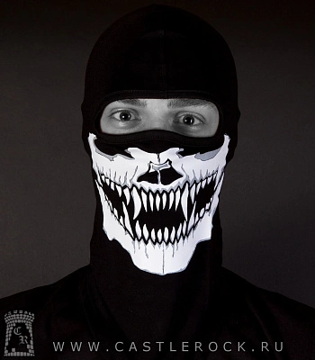 шапка балаклава челюсть с клыками (белая)
