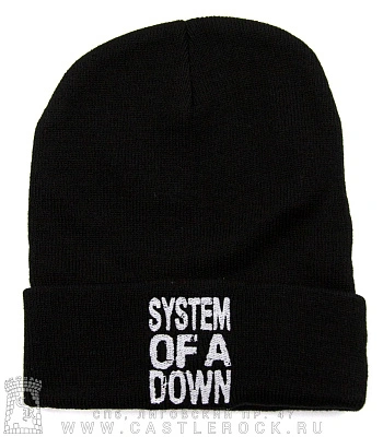 шапка с отворотом и вышивкой system of a down