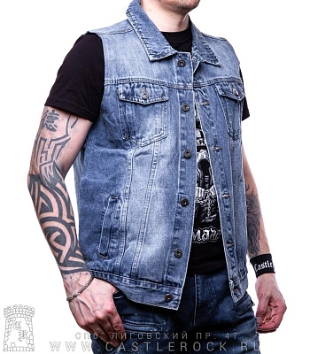 жилет джинсовый голубой (потертый) #3203