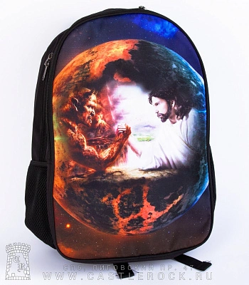 рюкзак принт иисус и дьявол