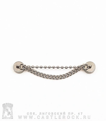 серьга кафф магнитная (цепочки перлина и панцирная)