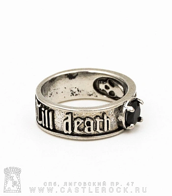 кольцо с камнем черным "till death do us part"