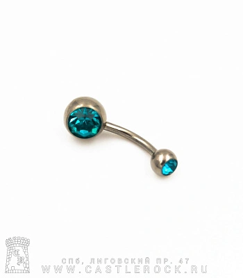 Банан Титан с Шариками со Стразами (голубыми) 1,6 х 10 х 5/8