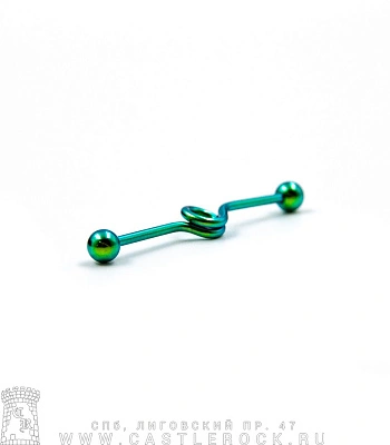 Штанга Индастриал Сталь Зеленая с Шариками и Витком 1,6 х 38 х 5/5