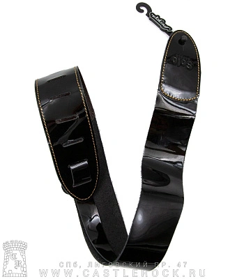 ремень для гитары кожаный черный лакированный lsgl5