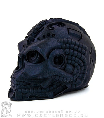 статуэтка череп киборга (3d печать, черная)