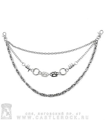 тройная цепь с карабином кастеты и шипы (плетение якорное, панцирное, кордовое)