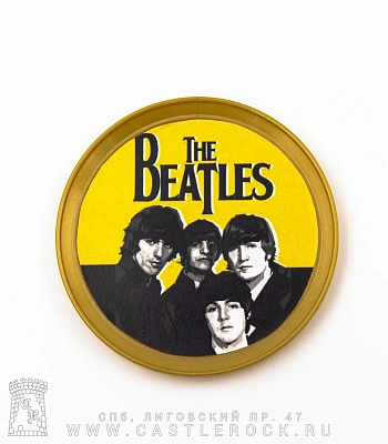 магнит тарелочка beatles (группа ч/б, желтый)