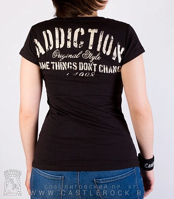 женская футболка addiction мотоцикл "some thing don't change"