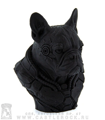 статуэтка бульдог киборг (3d печать, черная)