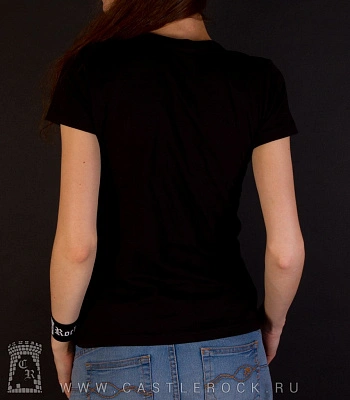 женская футболка slayer (орел серый, надпись красная)