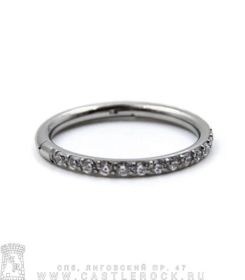 Сегментное Кольцо Кликер Сталь 1,2 х 10 (кристаллы прозрачные)