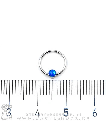 Кольцо для носа Сталь Разжимное с Опалом на Конце (голубым) 0,8 х 8 х 3