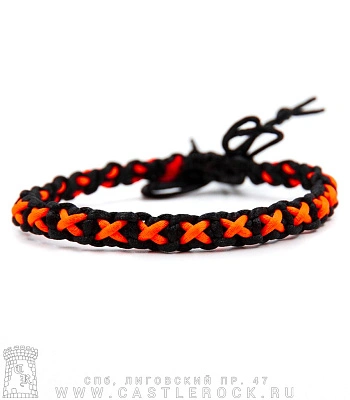 фенечка плетеная черная с оранжевым