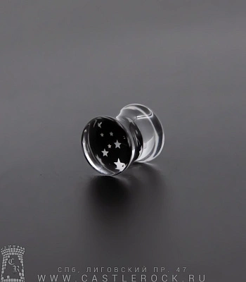 Плаг Акрил Звезды (прозрачный с черным) 8 мм