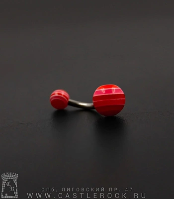 Банан Сталь с Акриловыми Шариками Полосы (красно-розовыми) 1,6 х 10 х 5/8