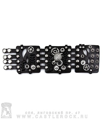 напульсник кожаный стимпанк черный (bspk-6)