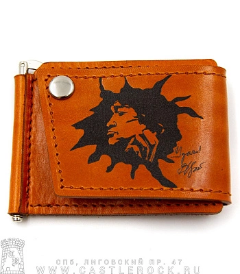 зажим для купюр с держателем карт кино в. цой (гравировка, ручная работа)