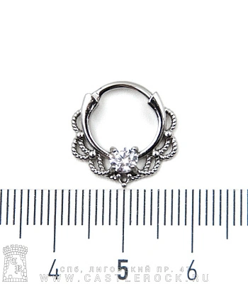 Кликер для септума Кружево (стразы прозрачные)