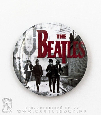 значок beatles (группа, лого красное)
