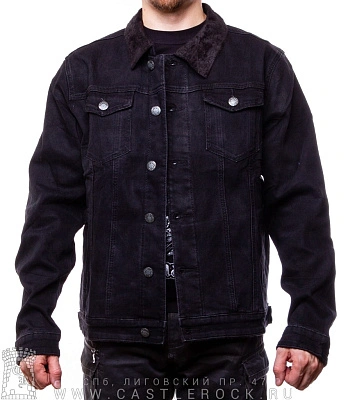 куртка джинсовая черная утепленная (черная подкладка) 829#