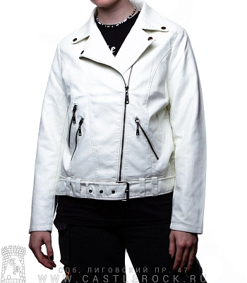 косуха женская к/з удлиненная (белая) а-8909