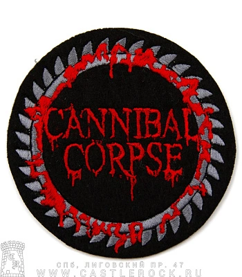 нашивка cannibal corpse (лого, пильный диск, вышивка)