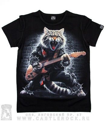 футболка детская кот гитарист (светится)