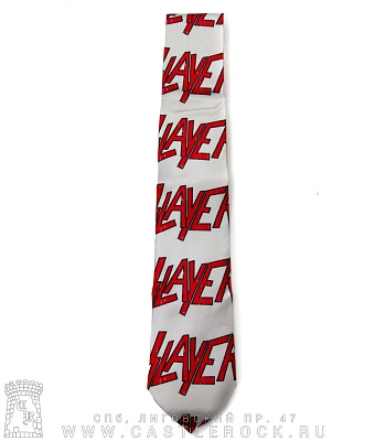 галстук slayer (надпись, белый)