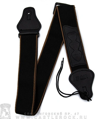ремень для гитары черный (кант коричневый)