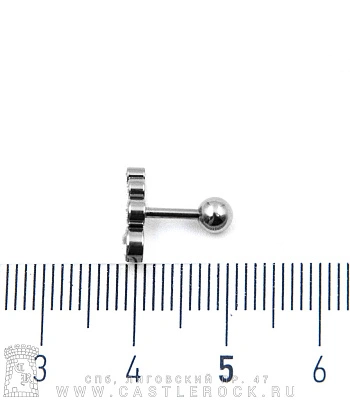 Микроштанга Сталь со Стразами (прозрачными) 1,2 х 6 х 4/11