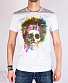 футболка череп хиппи (белая, светится)