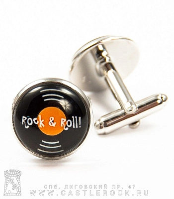 запонки rock'n'roll (оранжевая виниловая пластинка)