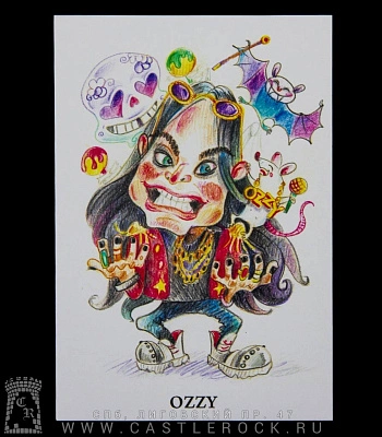открытка авторская ozzy osbourne (шарж)