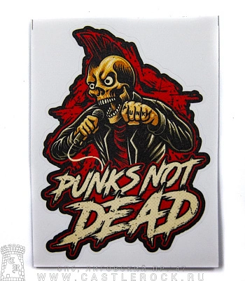 наклейка виниловая punks not dead (скелет панка, средняя)