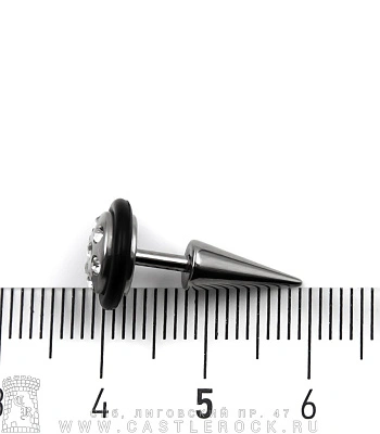 Обманка Плага Сталь с Шипом и Стразами (прозрачными, с резинкой) 1,6 х 6 х 8/(5х12)