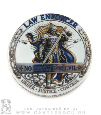 монета сувенирная крупная рыцарь "back the blue. no mercy for evil"