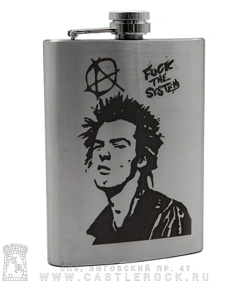 фляга стальная с гравировкой sex pistols sid vicious 8 oz