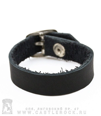 напульсник кожаный полотно черный узкий (на пряжке)