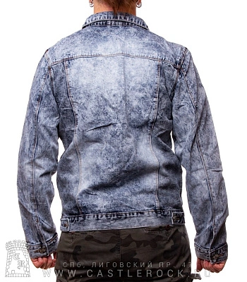 куртка джинсовая серо-голубая (потертая) 7009#