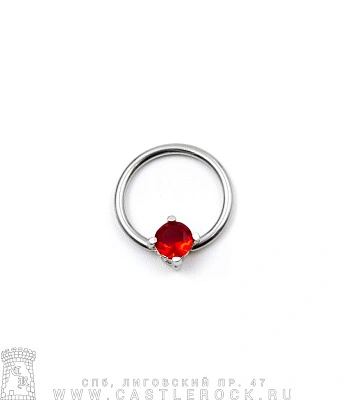 Кольцо BCR Сталь со Стразом (красным) 1,6 х 13 х 7
