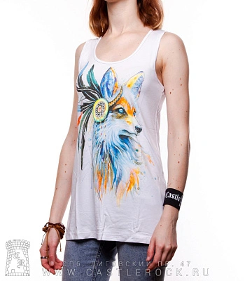 женская майка лиса (белая, светится)