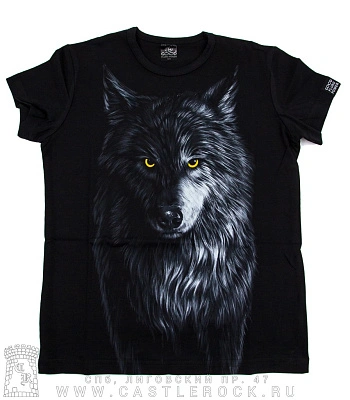 футболка детская волк (желтые глаза, светится)