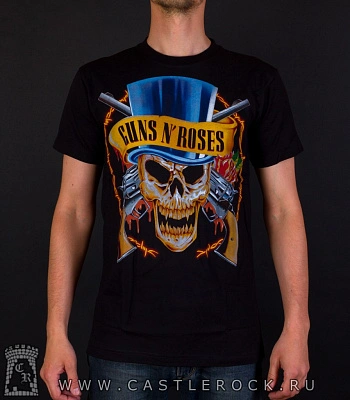 футболка guns'n'roses (череп в цилиндре)