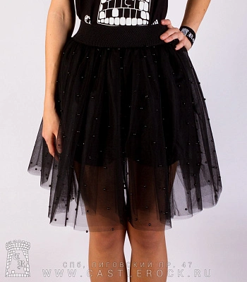 юбка из фатина c бусинами (черная)