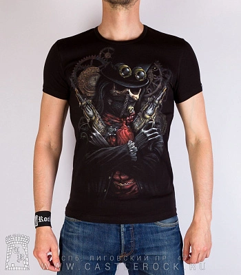 футболка скелет стимпанк (светится)