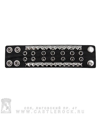 напульсник кожаный 4 ряда шипы, пирамиды (на клепках)